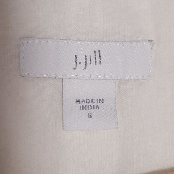 J JILL Gauzy Cotton Boho Dress Size S Embroidered Drawstring Waist Tunic Coastal - Picture 8 of 12